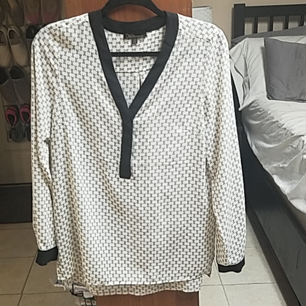 Cream and Black Tunic Top